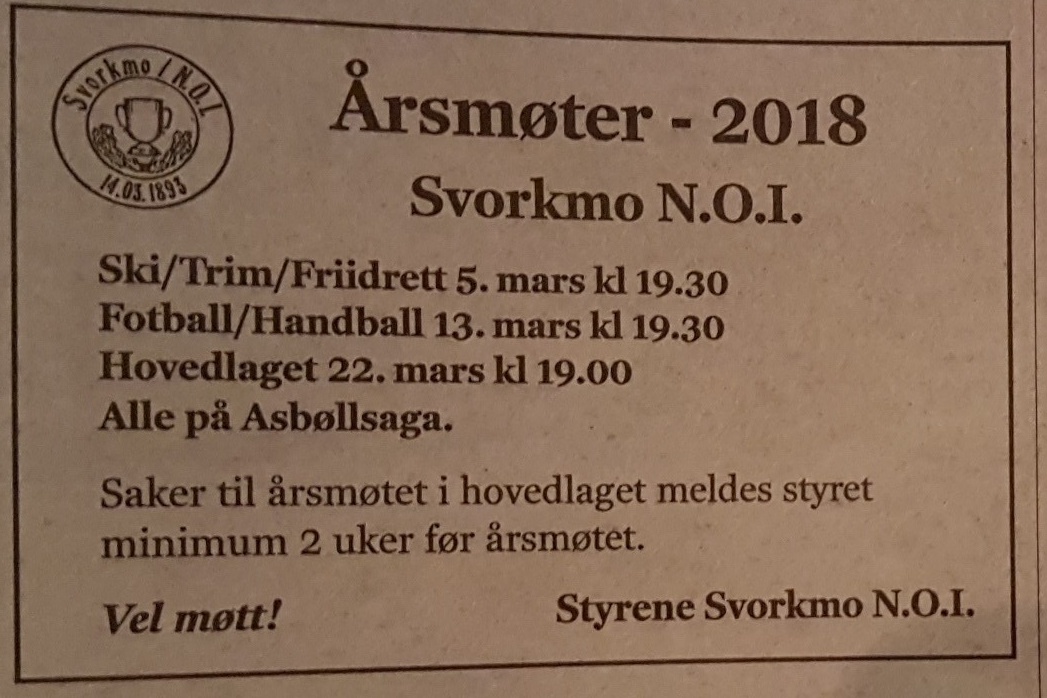 Arsmoteannonse 2018